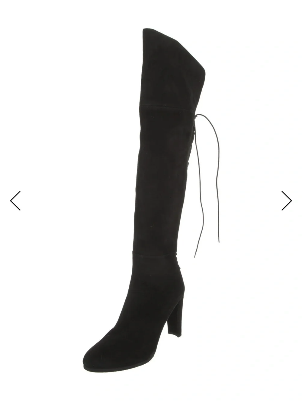 Black Suede Over-the-Knee Lace-Up Heel Boot